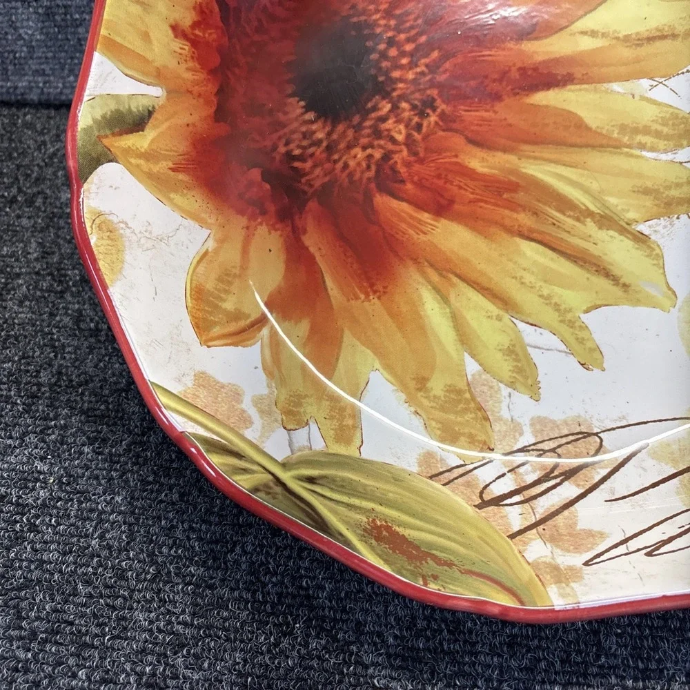 Certified International~Paris Sunflower Ceramic Pasta Serving Bowl~13